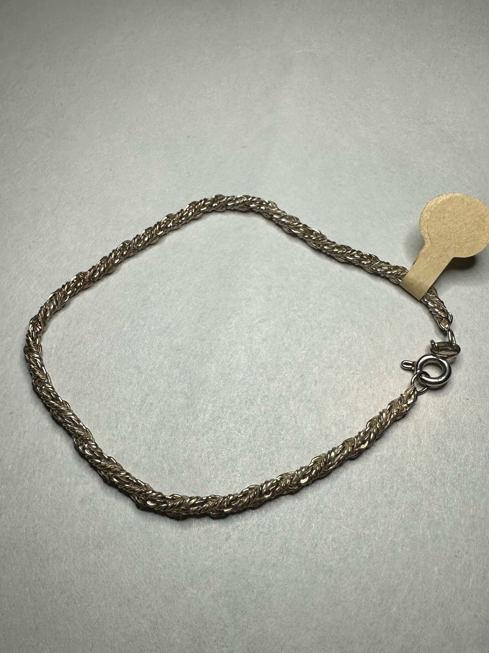 Delicate Twisted Rope Chain Bracelet - Shiny Silver Tone